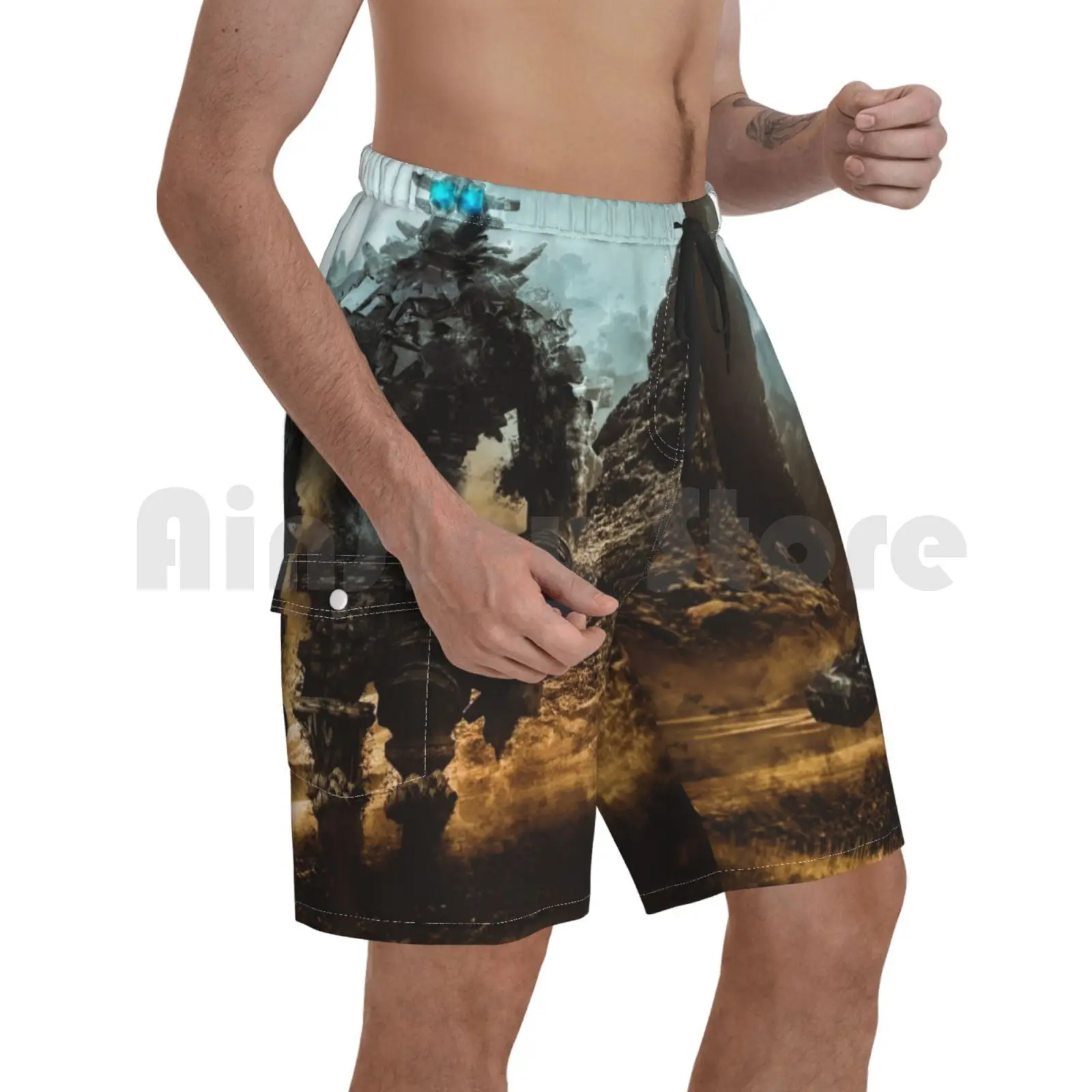 

Shadow Of The Colossus Beach Shorts Men Beach Pants Swim Trunks Collection Shadow Of The Colossus Giant Games Cult