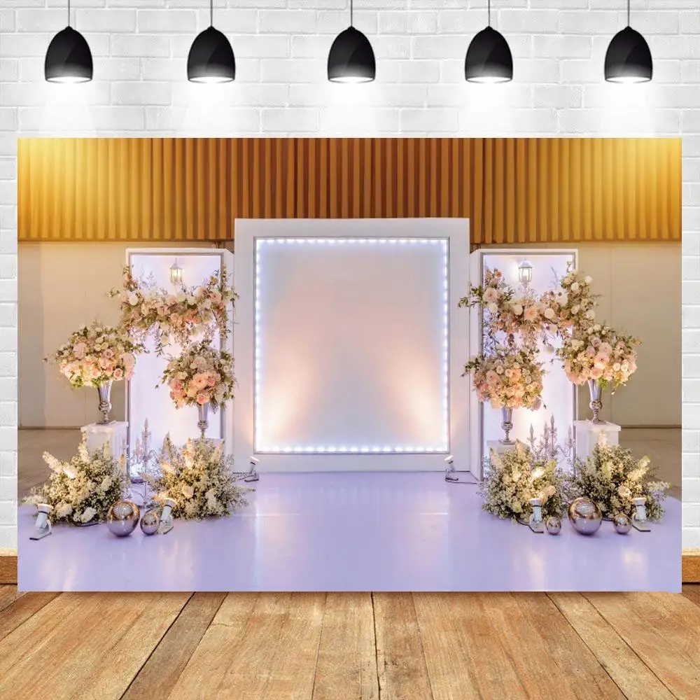 

Фон для фотосъемки с изображением сцены белого и розового цветов 3D цветочный свадебный фон для свадебной фотосъемки Декор баннер для фотос...