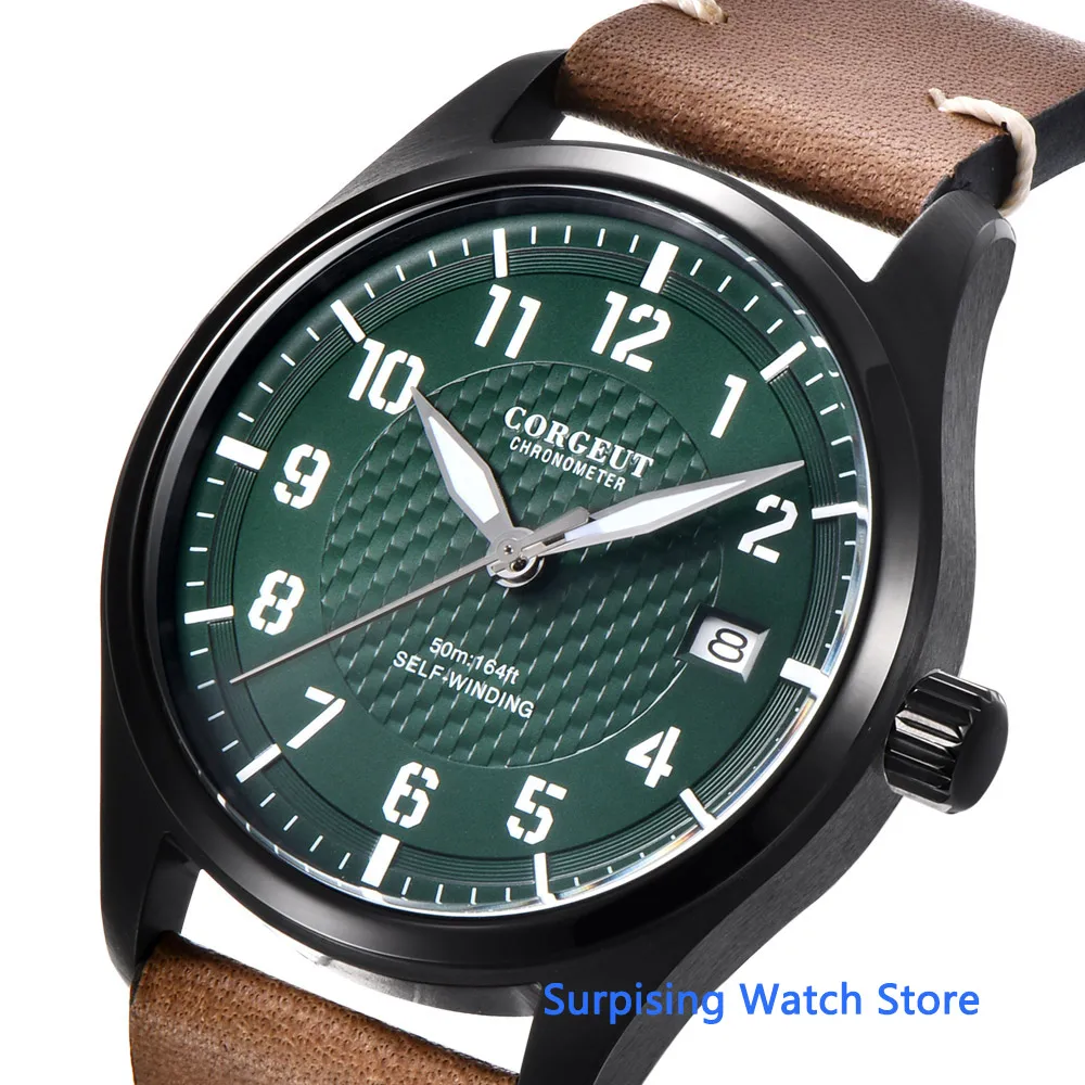 Мужские механические часы с зеленым циферблатом 40 мм|Мужские часы| |