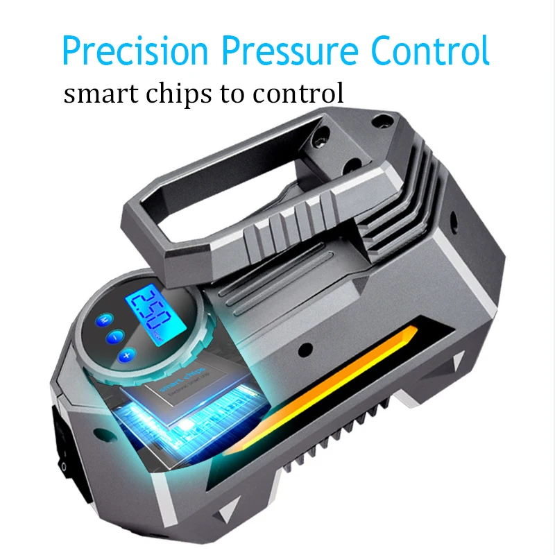 Portable Air Compressor Tire Inflator- Car Tire Pump With Digital Pressure Gauge(150 Psi 12V DC) Bright Emergency Flashlight