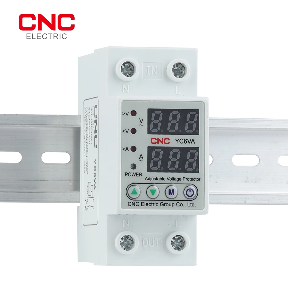 CNC YC6VA Бытовая Din-рейка Регулируемый цифровой двойной дисплей защита от предельного тока AC 230 в 40 А 63 А