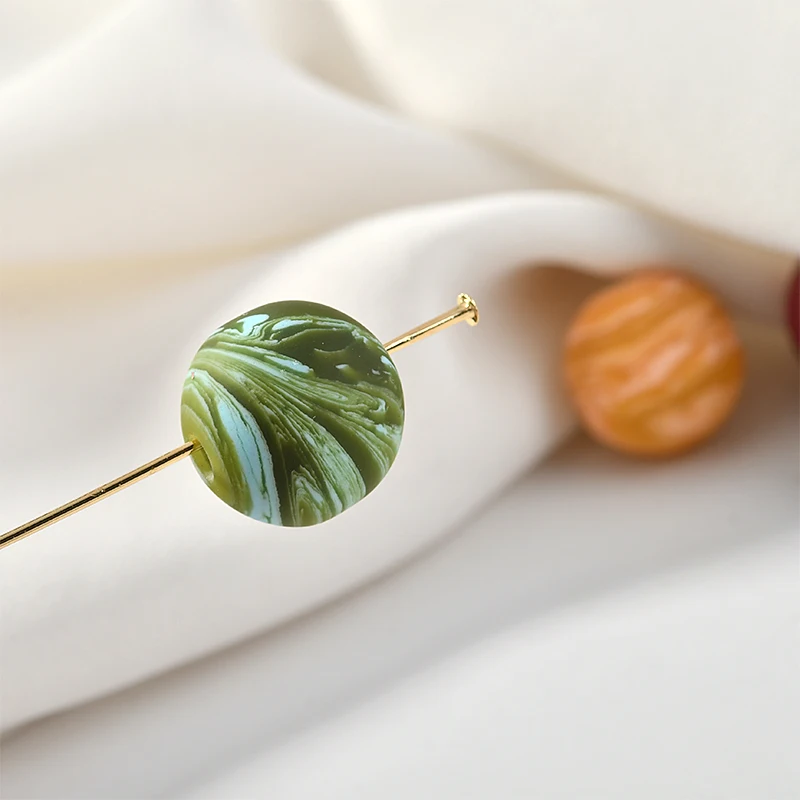 10 шт смолы круговой прямой отверстие планетарные текстурные бусы DIY ожерелье