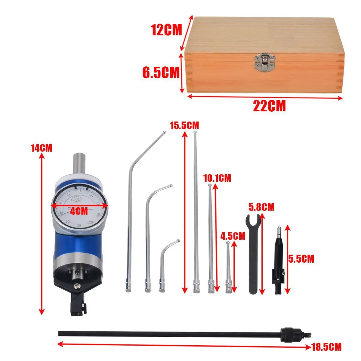 

1Set Coaxial Centering Dial Test Indicator Set 0-3mm Center Finder Milling Tool 0.01mm Accuracy with Wooden Box