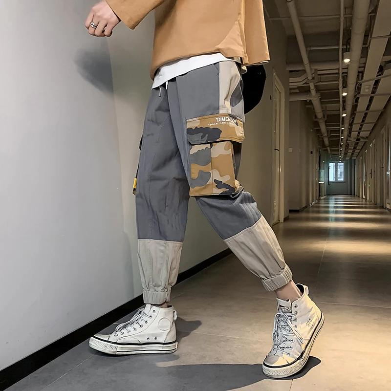 Брюки-карго мужские камуфляжные с карманами в стиле хип-хоп | Мужская одежда