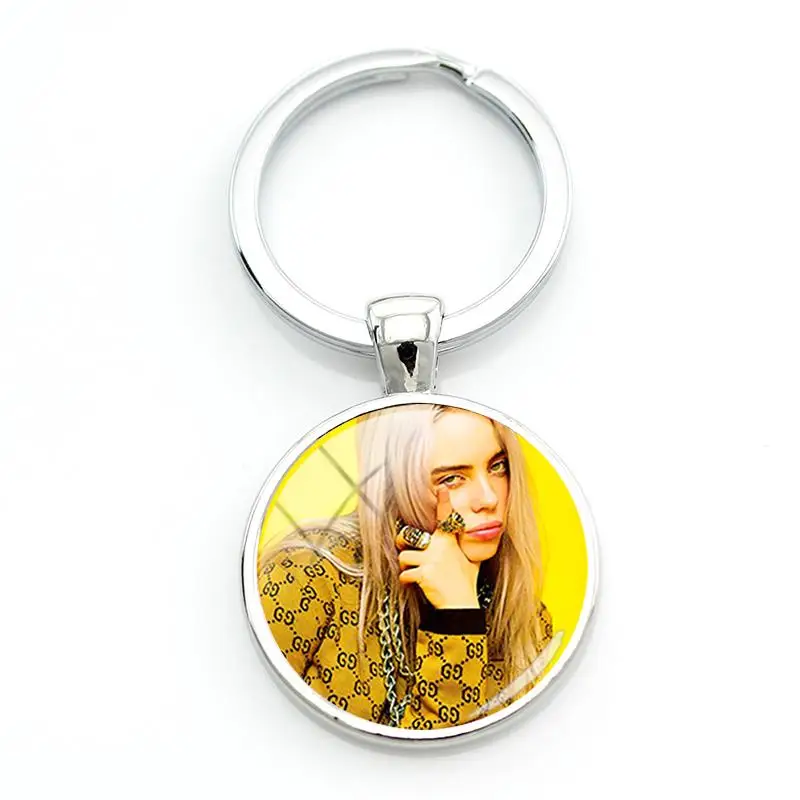 JOINBEAUTY, хип-хоп, музыка, звездное искусство, изображение, брелок Billie Eilish, женский брелок, кольцо, держатель, подарок на день рождения, ювелирное изделие HB09 - Цвет: HB01