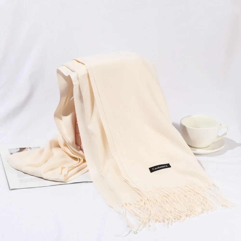 Осенне зимний новый шарф для женщин длинный теплый вязаный кашемировый шаль с