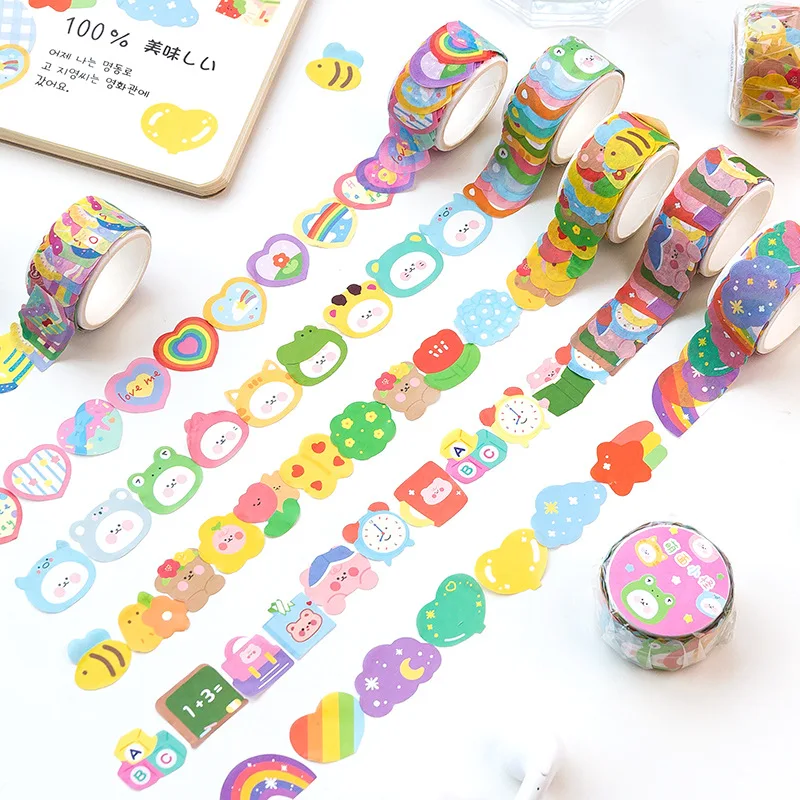 

MOHAMM 100 PCS Washi Paper Cute Colorful Cartoon Animal Rainbow Cake Masking Tape for Scrapbook Diary Album Craft Journal DIY