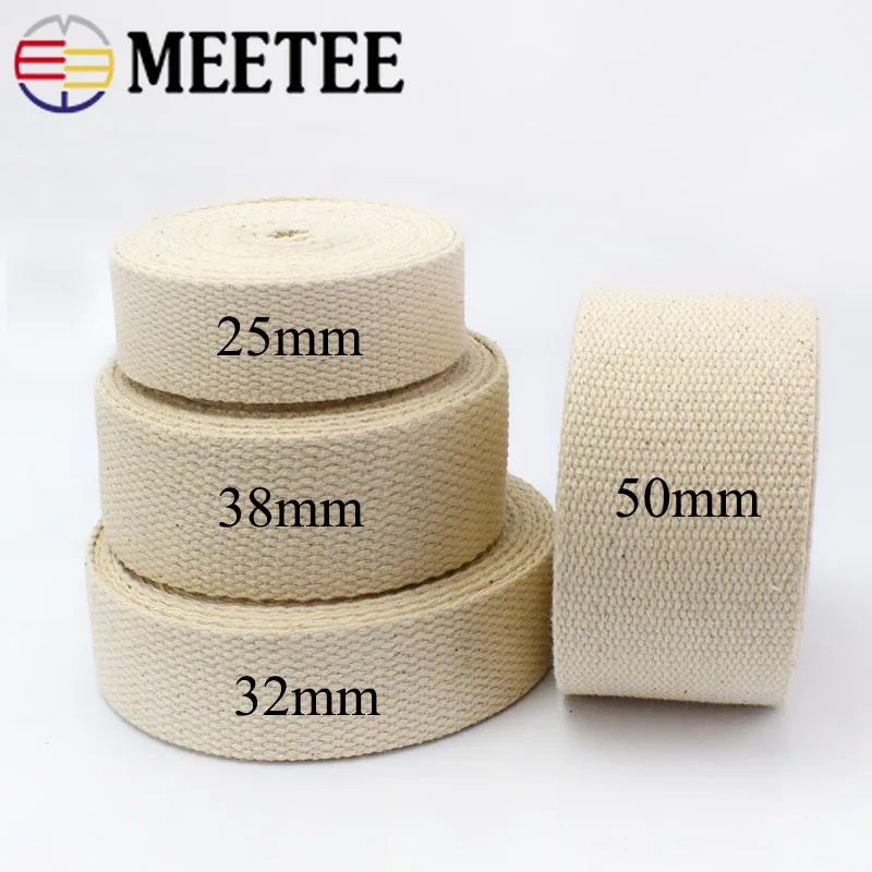 Хлопчатобумажная тесьма Meetee 5 метров 25/32/38/50 мм натуральная цветная холщовая