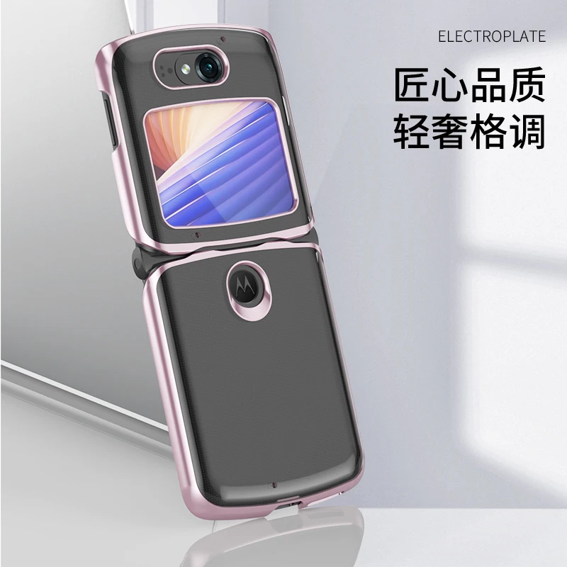 

Luxury Electroplated PC Case For Motorola Moto Razr 5G Transparent Full Protective Case For Moto Razr Shockproof Cover