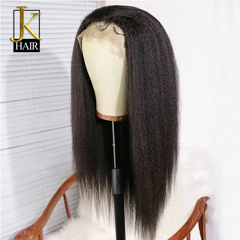 Курчавый прямой парик 13x4 Remy бразильские кружевные передние человеческие волосы