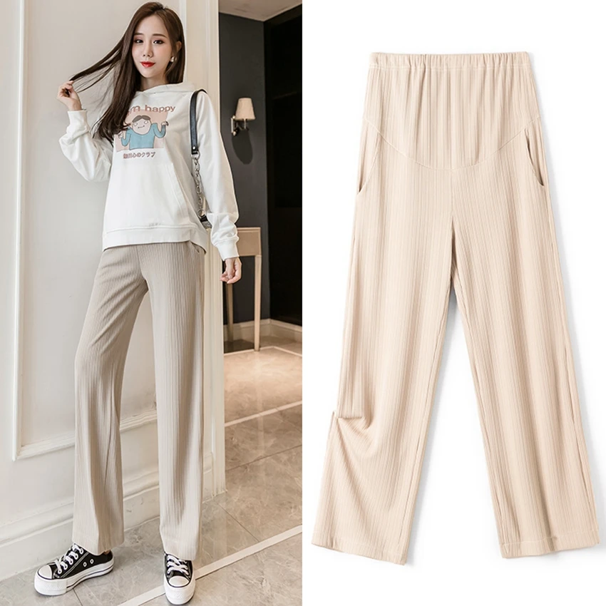 Pregnant women's wide-leg pants spring and autumn thickening pregnant women belly lift casual loose | Мать и ребенок
