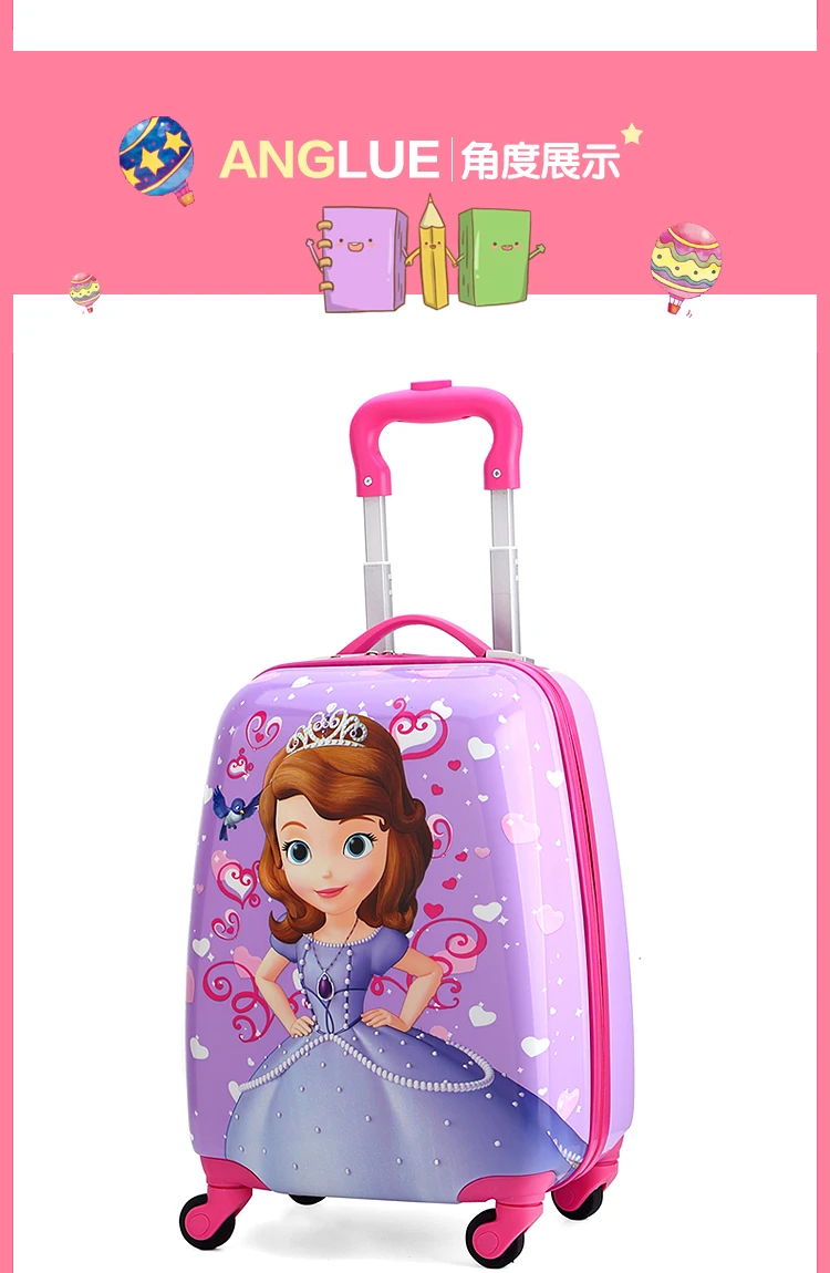 Children's Cartoon Suitcase Child Trolley Case Luggage Kids Schoolbags Travel Suitcase with Wheels 3D 18inch Case Kid's Toys Box