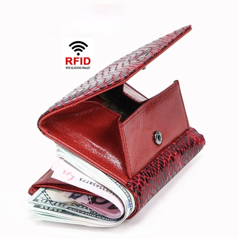 RFID anti-theft brushed leather ladies wallet multifunctional women's coin purse