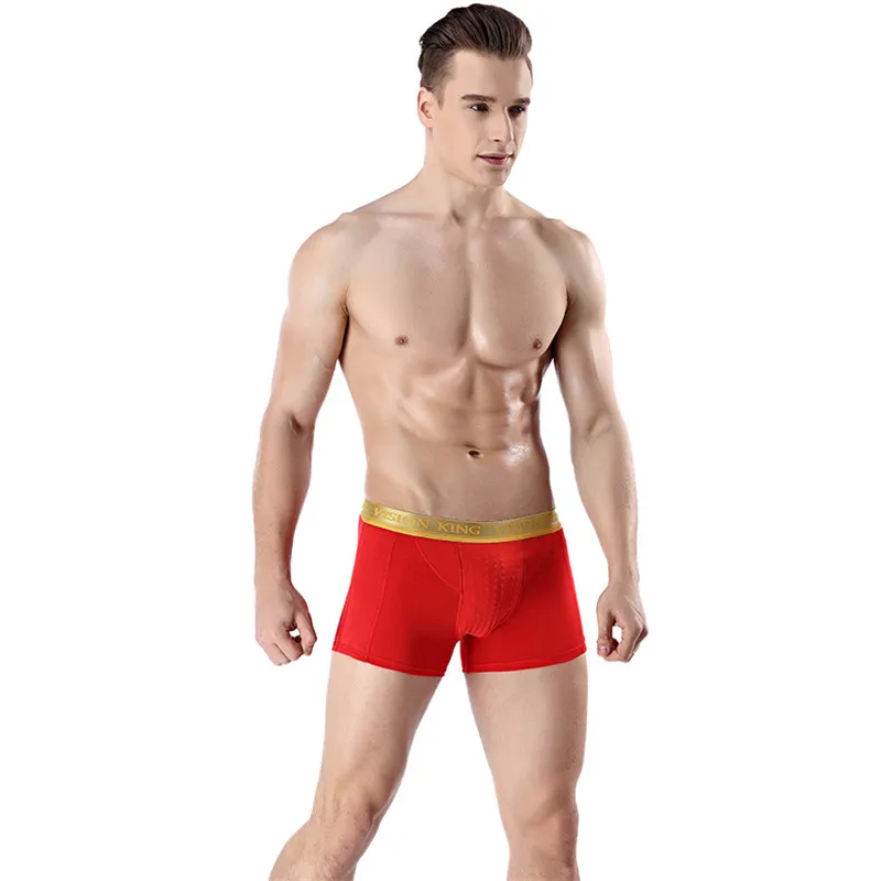 Классический черный Красный Синий Мужские трусы из серебряного волокна 52