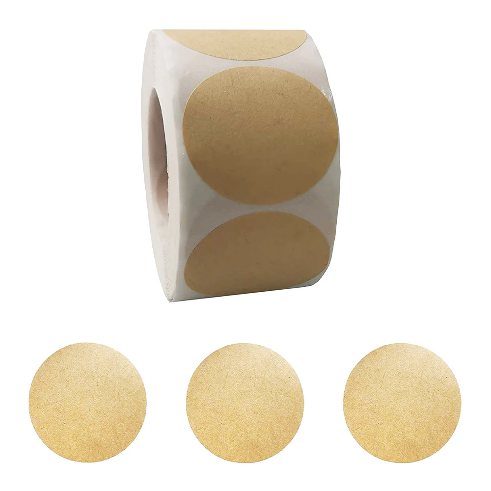 

1.5" Round Brown Kraft Paper Sticker Labels Packaging Seals Crafts Wedding Favor Tag Labels 500 Total Per Roll (1 roll)