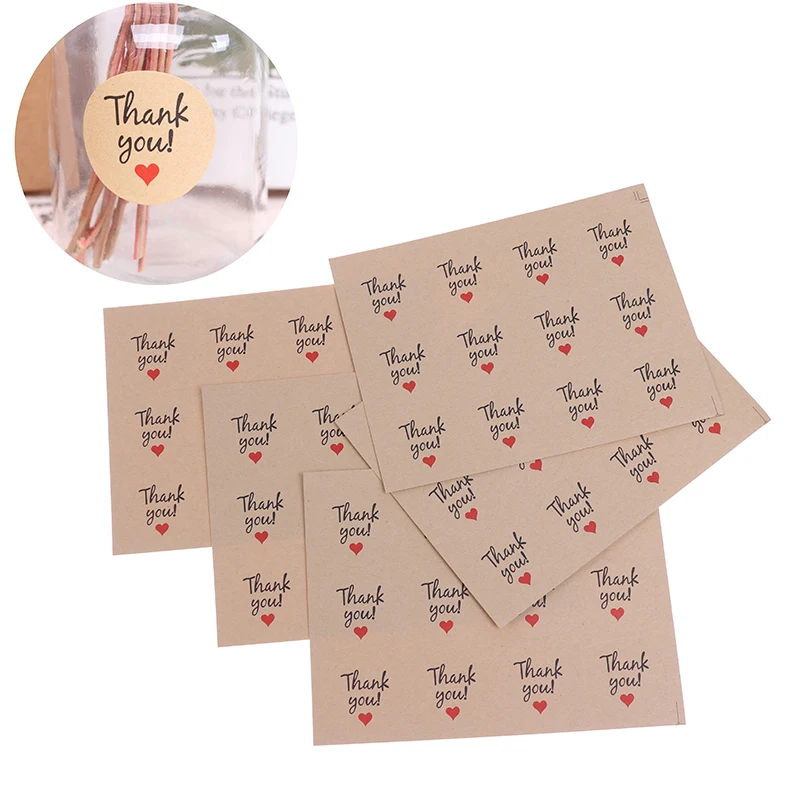 60Pcs &quotThank You&quot Craft Packaging Seals Round Natural Kraft Sealing Sticker Label Gift For DIY Wedding Party Decoration | Дом и сад