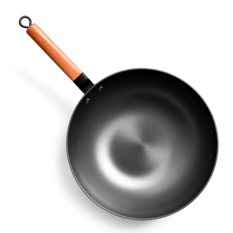 High Quality Chinese Iron Wok Traditional Handmade Iron Wok Non-stick Pan Non-coating Induction and Gas Cooker Cookware
