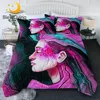 BlessLiving Girl Summer Quilt Constellation Duvet Stars Bed Cover Rose Red Thin Quilt With Pillowcase Modern Colcha De Cama 3PCS 1