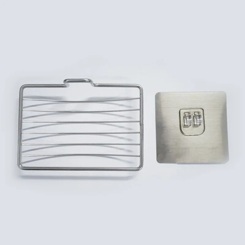 

Stainless Steel Soap Dish Holder Tray Kitchen Bathroom Shower Soap Sliver for Adhesive Plate Storage Accessories Rack Self