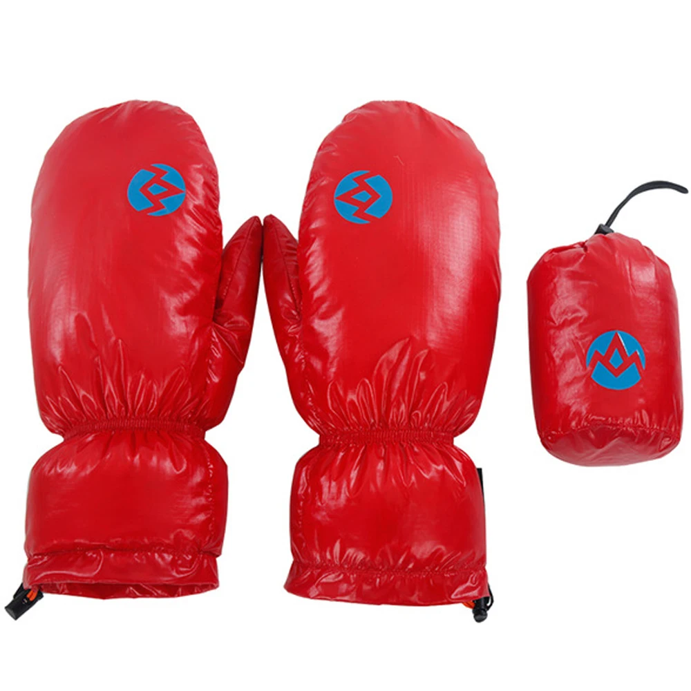 Белые перчатки на гусином пуху зимние теплые полный варежки с прорезями для