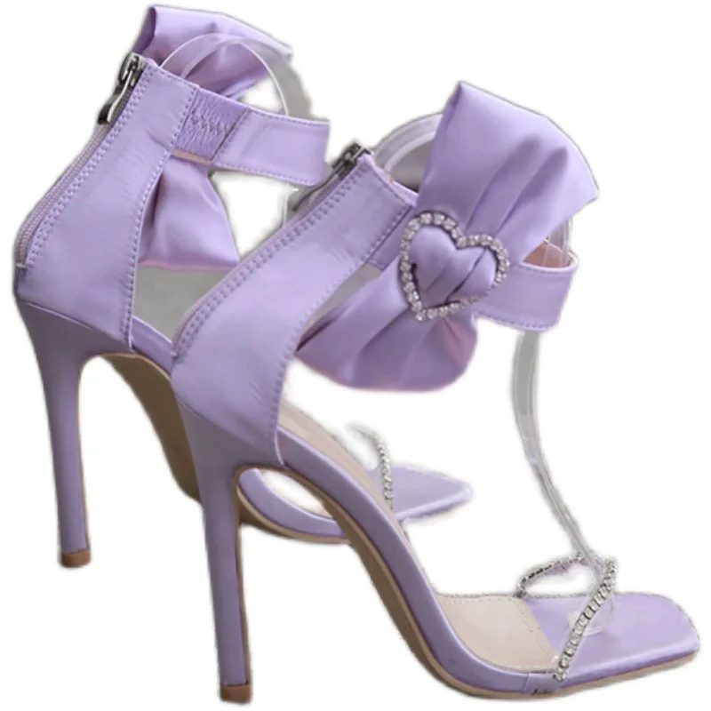 

2021 Summer Women's ShoesSweet Fashion Metal Decoratio Butterfly-Knot Sexy High Heels Crystal Patchwork Sandalias Mujer