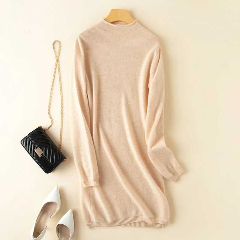 Осенне-зимнее Новое модное кашемировое платье женская нижняя рубашка | Женская