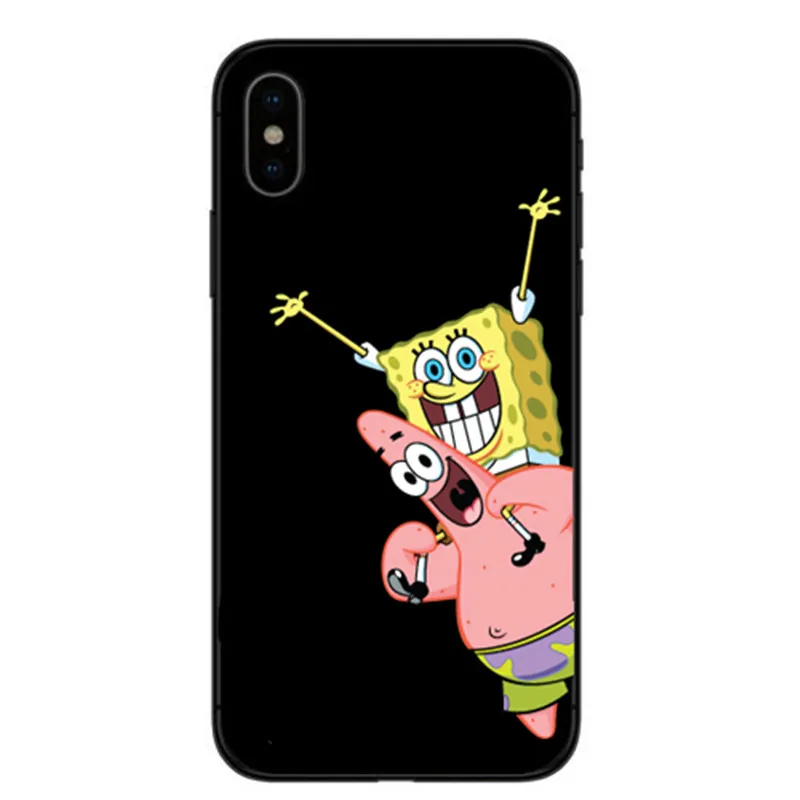 SpongeBobs Квадратные Штаны Губка Bobs лучший друг черный ТПУ Мягкий силиконовый чехол для телефона для iphone 11ProMax X XR XMax 8Plus 7 6 5 - Цвет: TPU