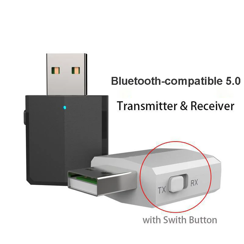 

5,0 USB Bluetooth передатчик для ТВ на наушники Mini 3,5 мм AUX Bluetooth приемник TX RX режим стерео музыкальный приемник адаптер