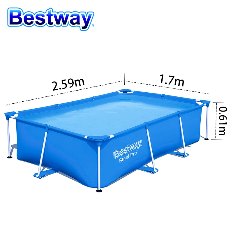 

BESTWAY 56403 Steel Pro Frame Swimming Pools Easy Set Above Ground Outdoor Water Tank for Family Hot Summer Size 2.59M