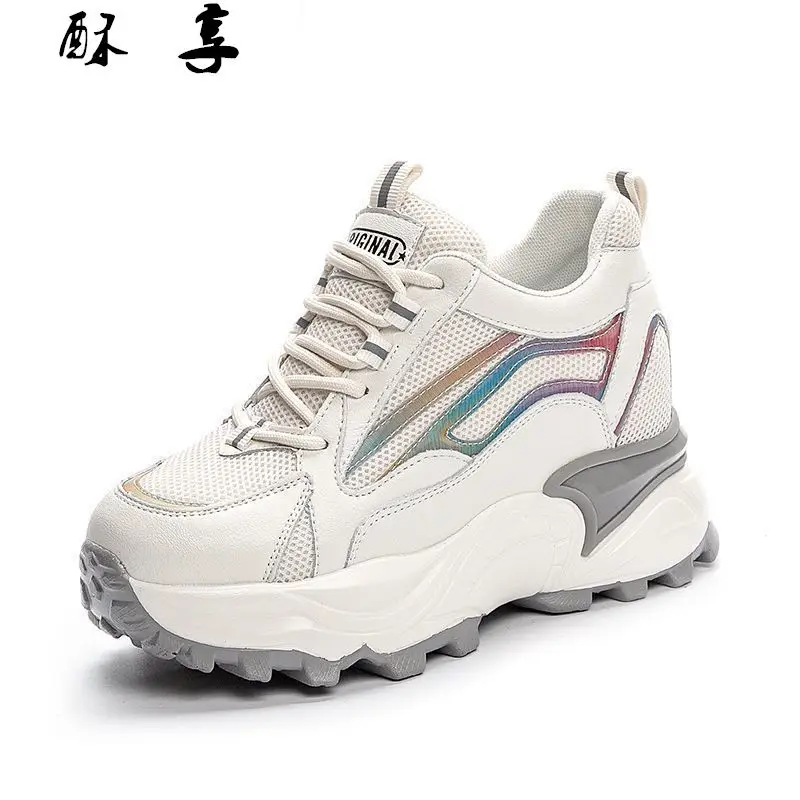 

2021 Spring Fashion Women's Casual Sneakers Lace-up Thick Soles and Comfort Increase Women's Shoes Vulcanized Shoes for Women