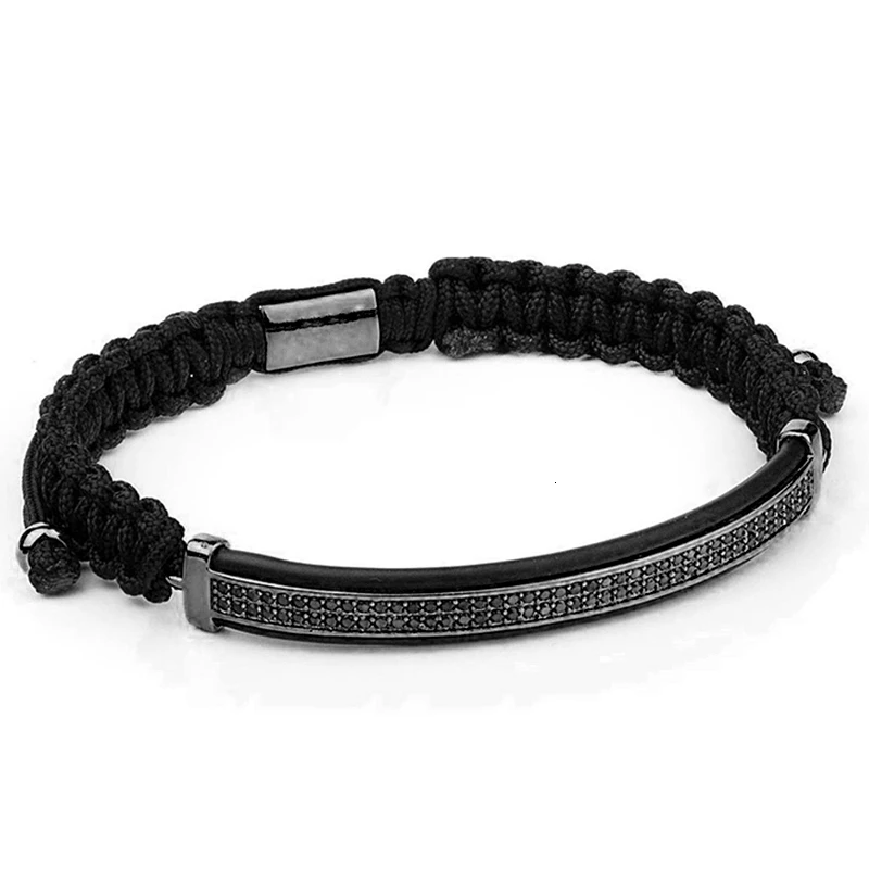 Long Tube Black Роскошный Римский Королевский браслет с шармом с короной Мужская мода Золотой Плетеный Регулируемый мужской браслет для хип-хопа ювелирный подарок - Окраска металла: Long Tube Black