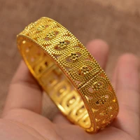 wando 24k iran arab dubai bangles for women ethiopian nigeria wedding bracelet gold color african jewelry banquet party gift