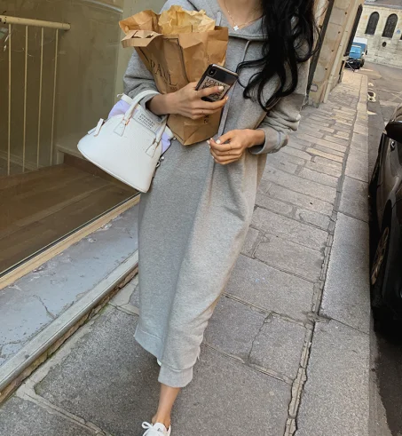 уличная мода женская свитшот Женское платье с капюшоном хлопок большого размера