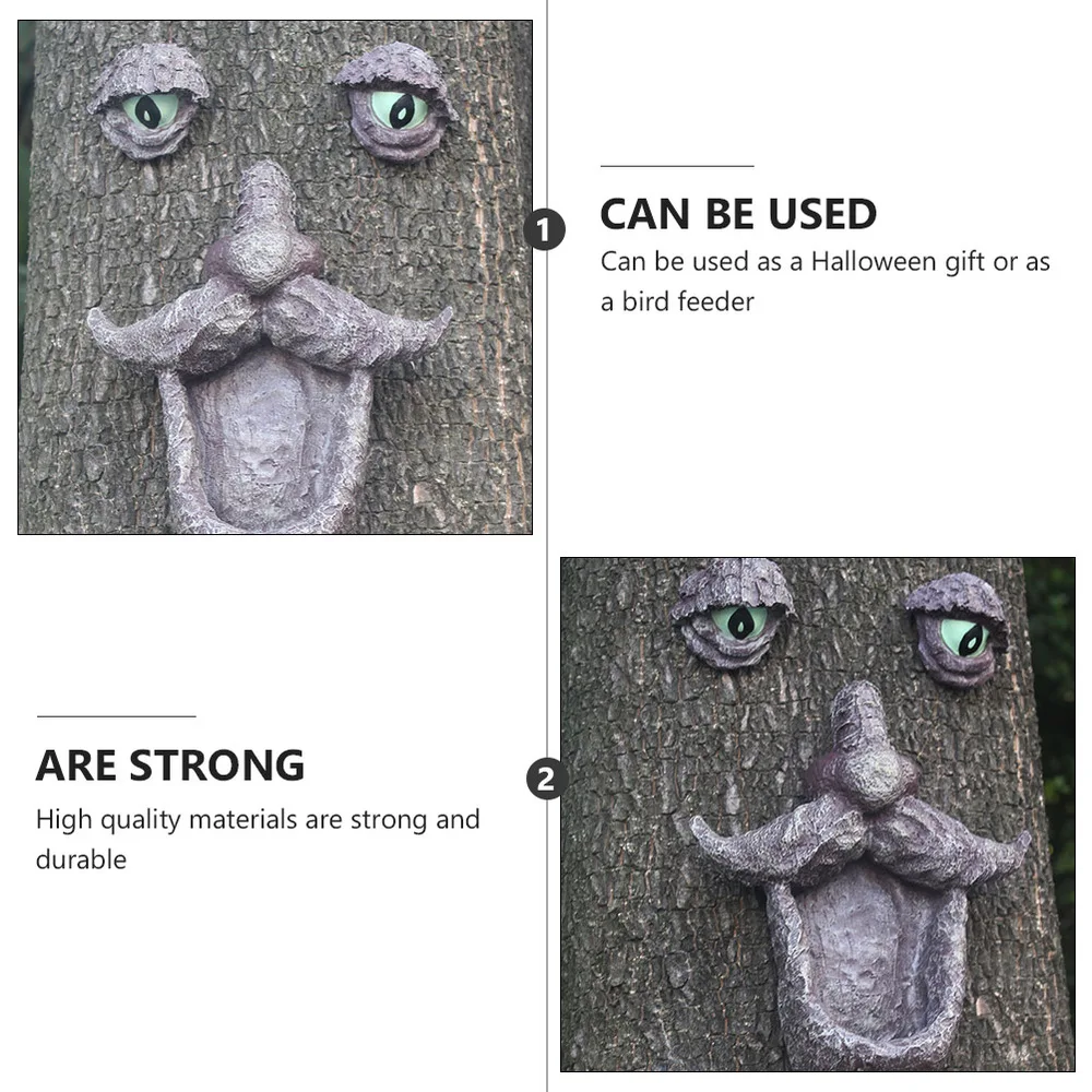 

1 Set Tree Face Bird Feeder Outdoor Old Man Tree Face Sculpture Garden Decor