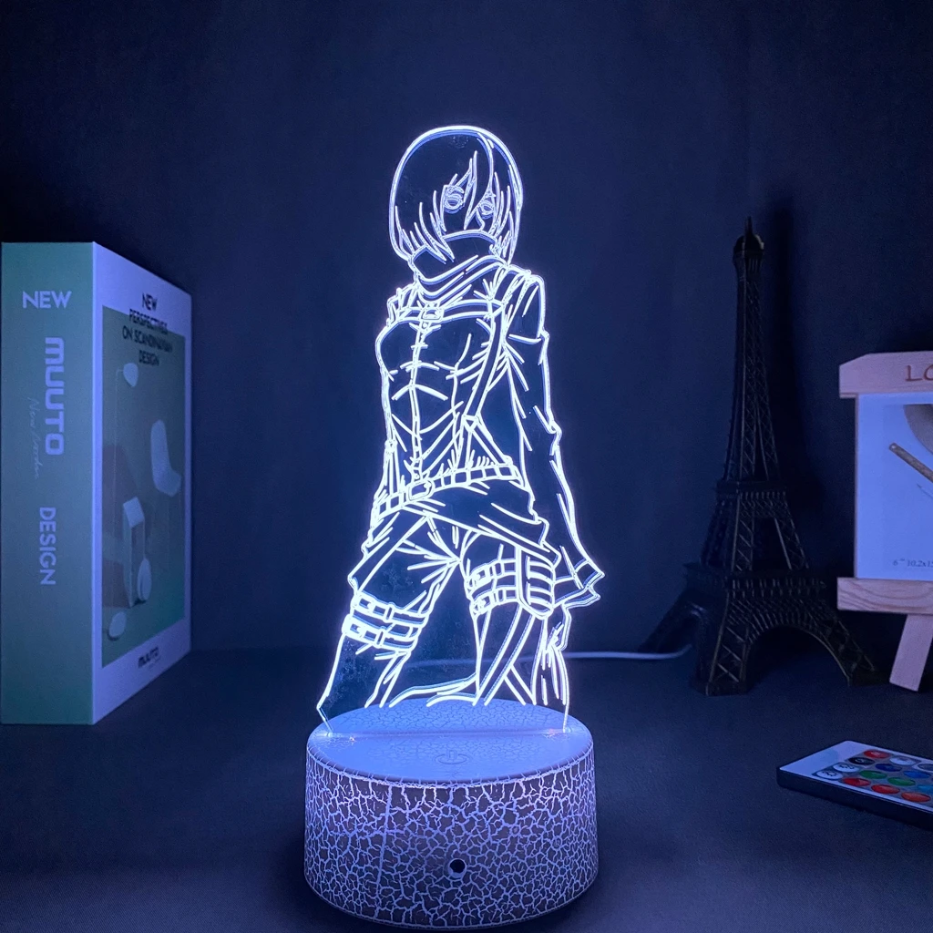 

3D Lamp Anime Attack on Titan Mikasa Ackerman Figure Kids Nightlight for Room Decoration Led Color Changing shingeki no kyojin