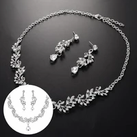 women necklace set delicate jewelry shiny lightweight jewelry set bridal necklace earrings stud earrings necklace 1 set