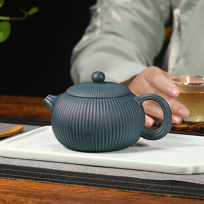 

★Yixing authentic pure manual recommended home teapot tea set kunfu tea chlorite jin wen xi shi