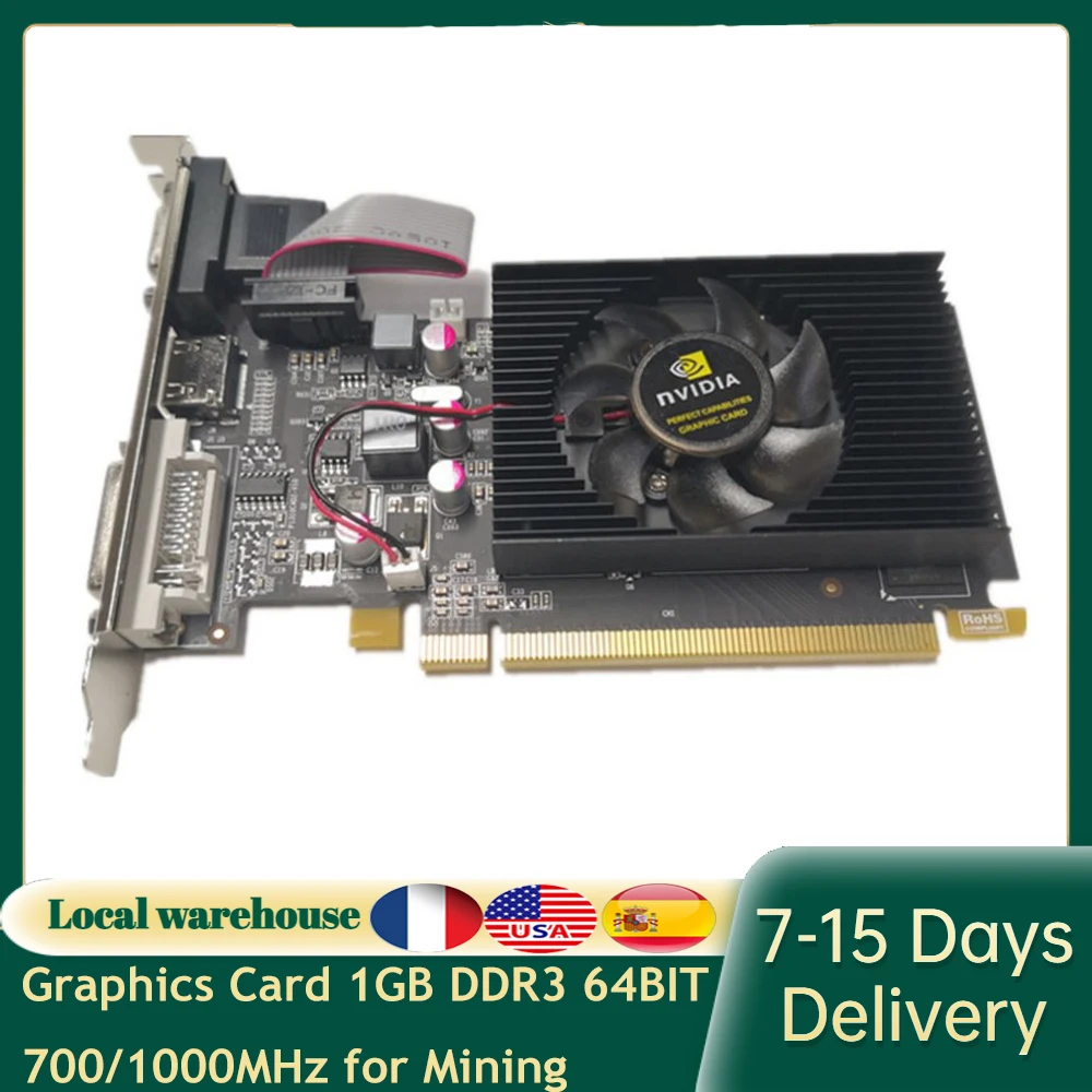 

Видеокарта 1 ГБ DDR3 64 бит 700/1000 МГц, игровая независимая видеокарта с корпусом для майнинга, настольного компьютера, офиса