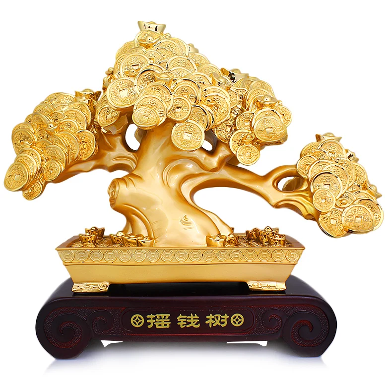 

FENG SHUI LUCKY TREE STATUE CASH COWS BECOME RICH TREE OPENED A HOUSEWARMING GIFT SITTING ROOM TV CABINET OFFICE DECORATION