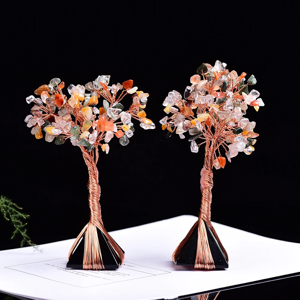 1 шт. обсидиановое искусственное Хрустальное дерево ручной работы медная