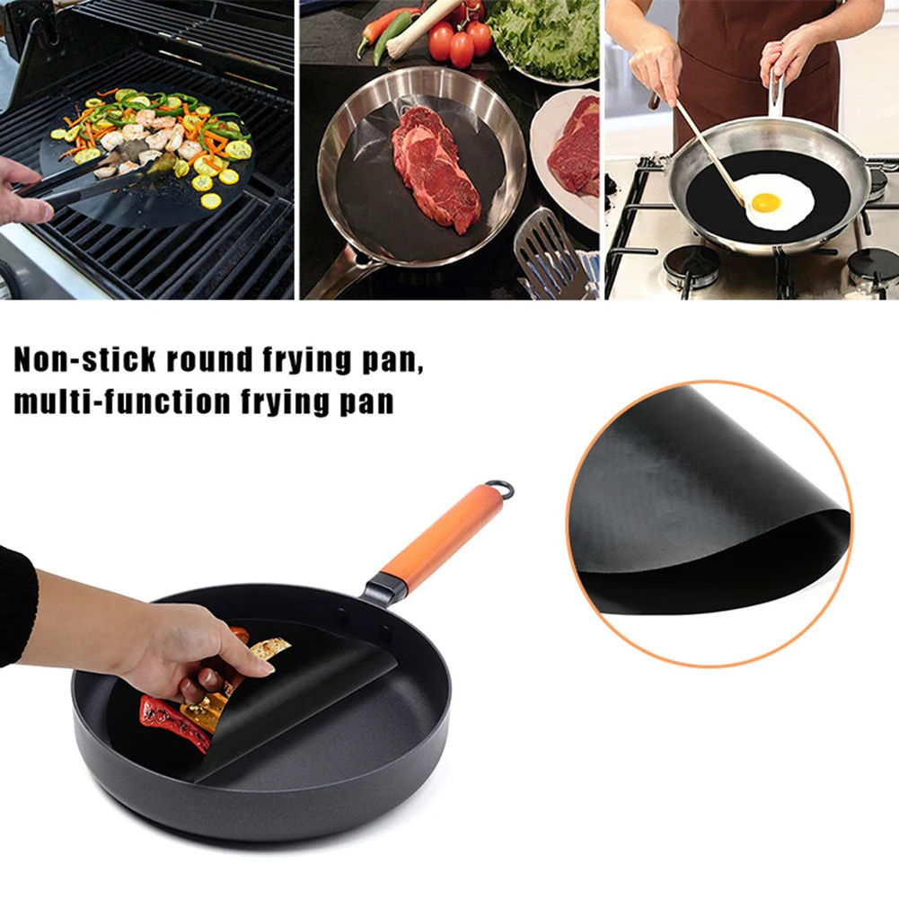 Round BBQ Grill Mats 25 cm Non-Stick Reusable Coating Grilling PFOA-Free Cooking Pads for Pan Tool Supply | Дом и сад