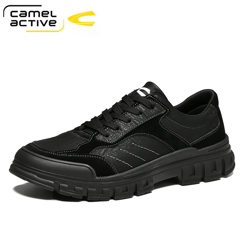 

Camel Active Leather Men's Shoes Handmade Man Outdoor Casual Shoes Thick Sole Stitching Non-slip Male Footwear