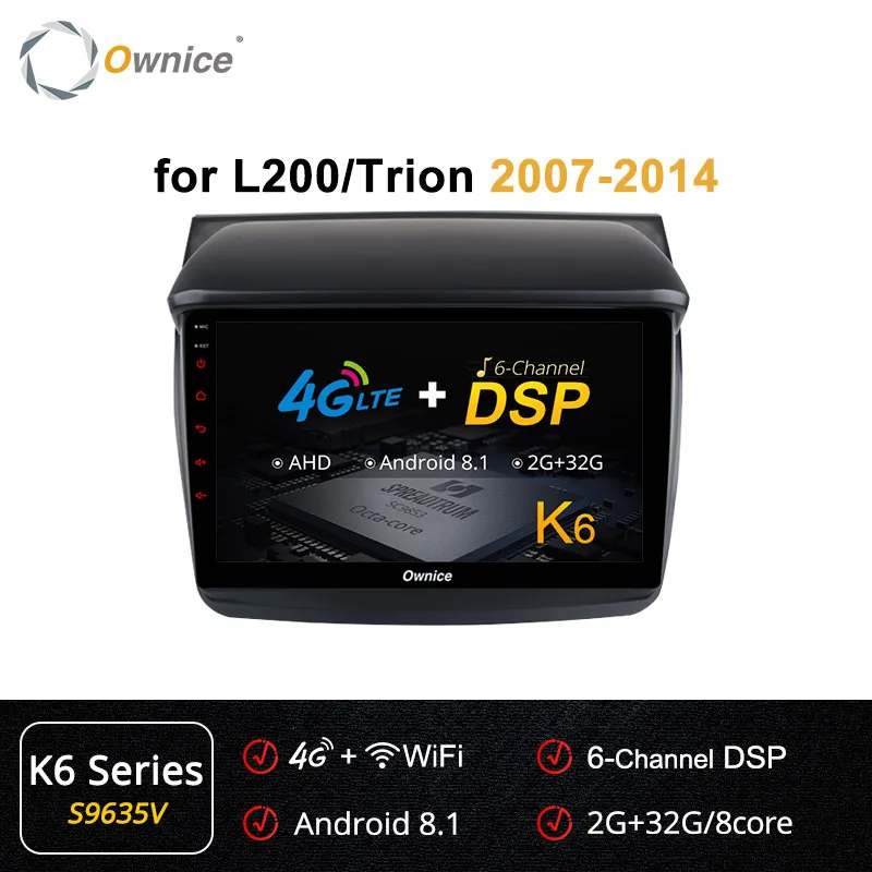 S9635 K6 Ownice 360 Panorama 2Din Автомагнитола Восьмиядерный Android 9,0 gps Navi для Mitsubishi L200/Trion 2007-/Pajero Sport 2008 - Цвет: S9635 K6