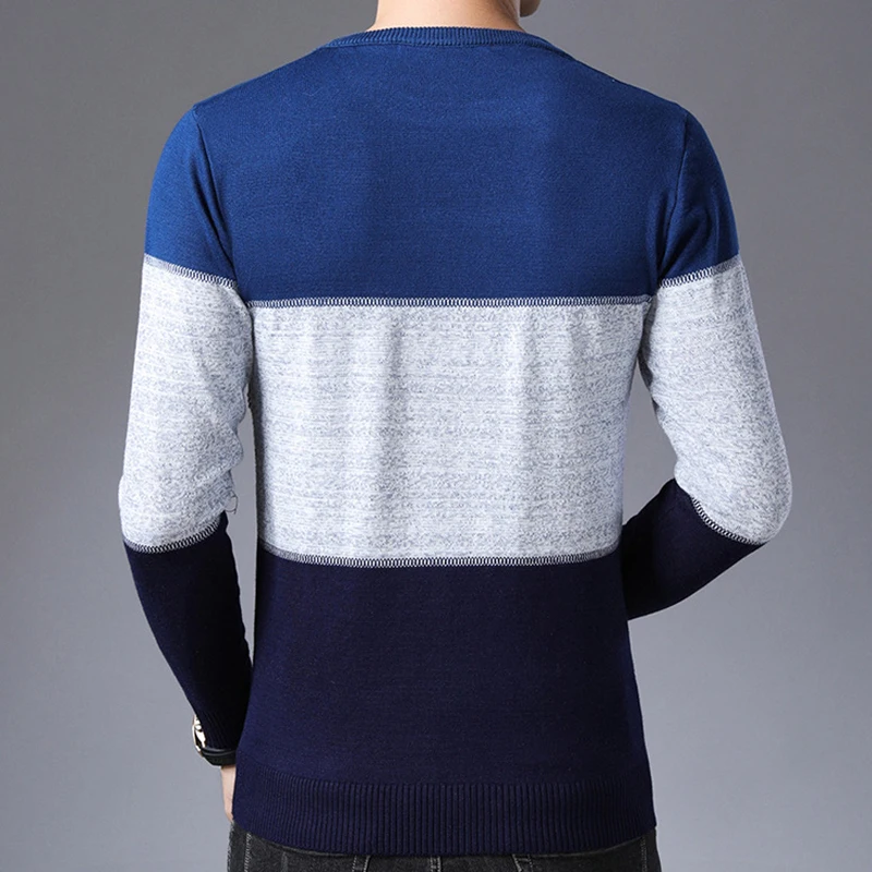 DIMUSI осенне-зимний мужской свитер Повседневный водолазка полосатая рубашка с