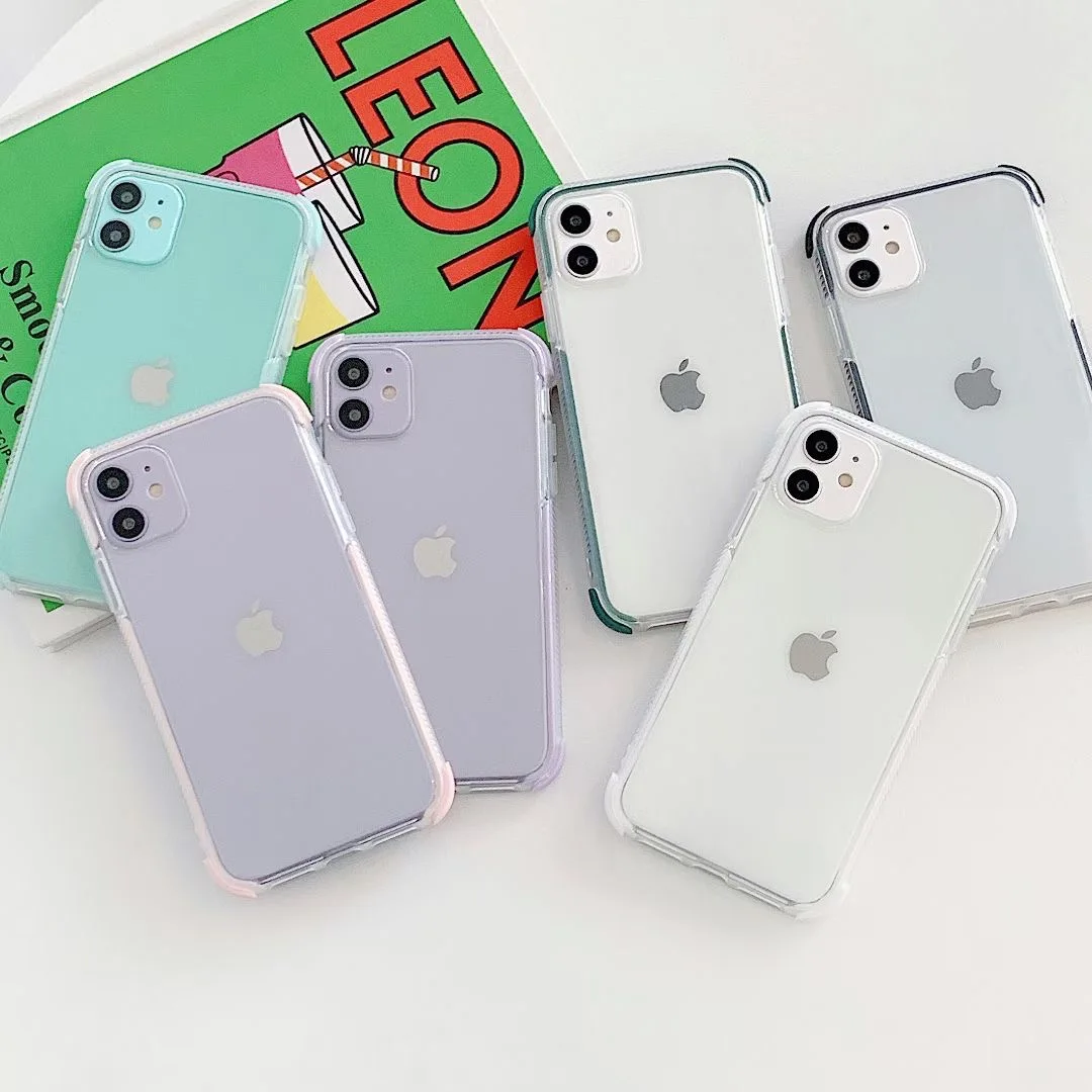 Двухцветный защитный противоударный Прозрачный чехол для iphone 12 11 pro X XR XS MAX 7 8 6s 6