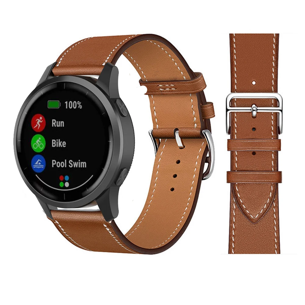 Натуральная кожа сменный ремешок для смарт часов Garmin Vivoactive 4S 4 3 Смарт браслет