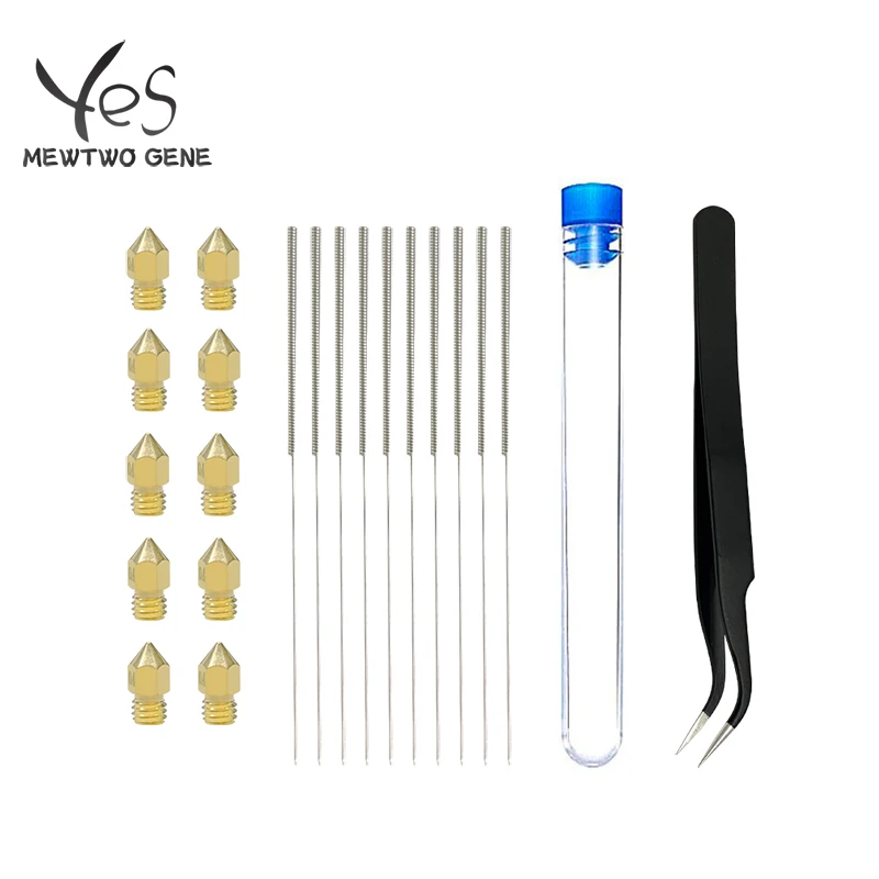 

10PCS MK8 Nozzles Cleaning Kit DIY 3D Printer Part Stainless Steel Cleaning Needle 0.4mm 1.75mm