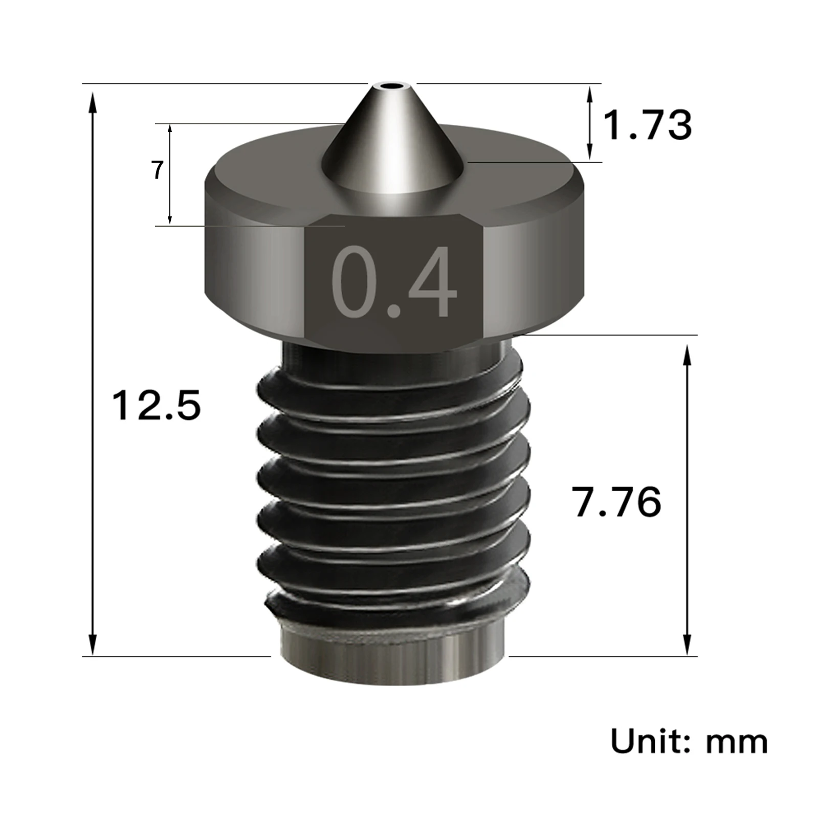 

3D Printer Parts Hardened Steel Die Steel Nozzle 1.75mm 0.2/0.3/0.4/0.5/0.6/0.8/1.0mm for Creality 3D Printer 1.75mm Filament