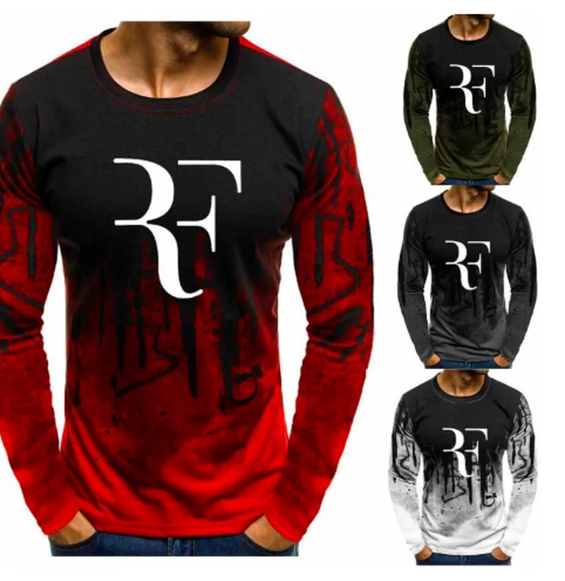 

Men Cloth For RF Roger Federer Gradient O neck pullover Men Fashion Cotton Tennis Sweatshirt Casual Hip Hop Harajuku Hoodies