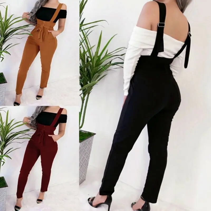 Женский Осенний комбинезон без рукавов повседневные брюки штаны модные